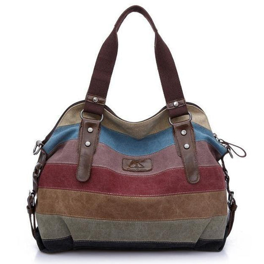 Color Block Stripe Vintage Shoulder Bag